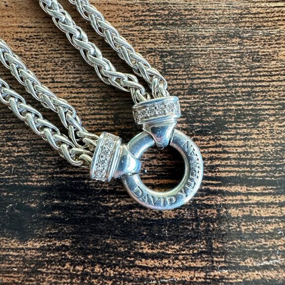 David Yurman Double Wheat Chain Diamond Necklace - 18" - Picture 2 of 15